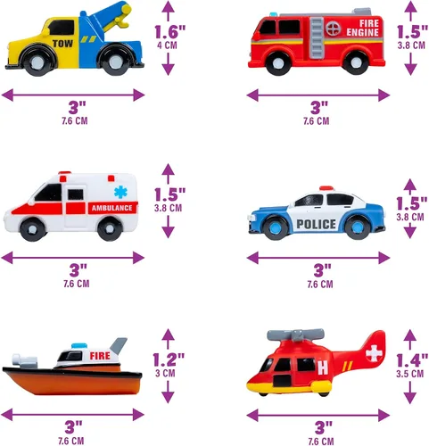 Miniatura 8 de Tub Works® Emergency™ Cars - Juguetes de baño iluminados, paquete de 6 Juguetes iluminados activados por agua parpadean y cambian