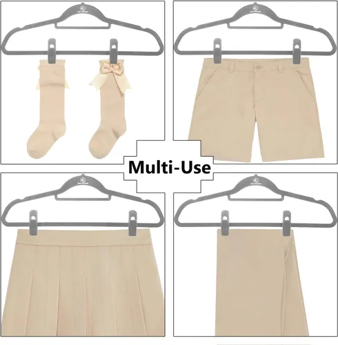 Miniatura 3 de Clips de terciopelo, paquete de 20, material duradero que no se rompe, perchas a juego de nuestra marca y tu percha de terciopelo existente, Gris