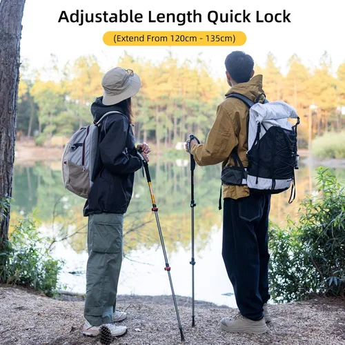 Miniatura 2 de Naturehike - Bastones de senderismo plegables, bastones de senderismo ajustables de aluminio ligero, absorción de impactos con correas