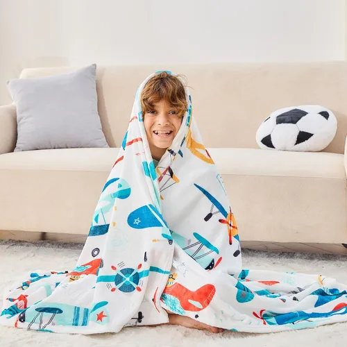 Miniatura 4 de Wajade Manta de avión para niños, suave forro polar, bonita manta de avión para sofá de sala dormitorio, manta de franela mullida para cumpleaños