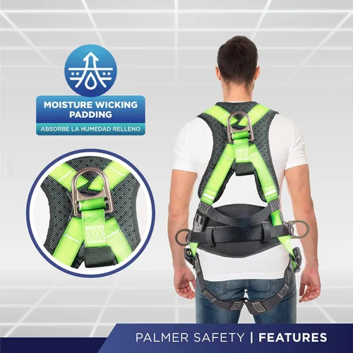 Miniatura 4 de Palmer Safety Hammerhead - Arnés de seguridad acolchado de 5 puntos, pecho QCB, correas de patas con hebilla de lengua, anillos en D traseros