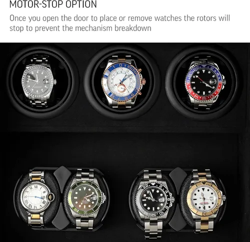 Miniatura 6 de Bobinador de reloj para 7 relojes con retroiluminación interior opción de parada del motor y opción de alimentación de batería