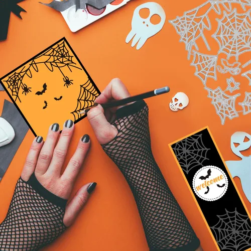 Miniatura 2 de GLOBLELAND Troqueles de corte de telaraña de Halloween para bricolaje Scrapbooking Metal Halloween Murallas de murciélago troquelado plantillas