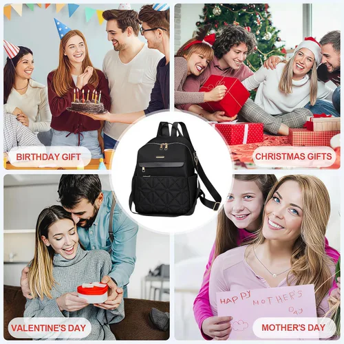 Miniatura 4 de Bolso tipo mochila para mujer, impermeable, Oxford, casual, bolso de mano de moda con múltiples bolsillos para el trabajo, viajes, uso diario (beige)