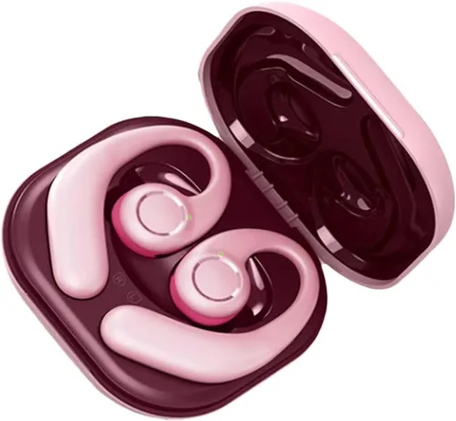 Miniatura 8 de Auriculares abiertos inalámbricos Bluetooth 5.3 conducción de aire en los oídos, IPX5 impermeables para deportes, micrófonos de llamada clara, Negro