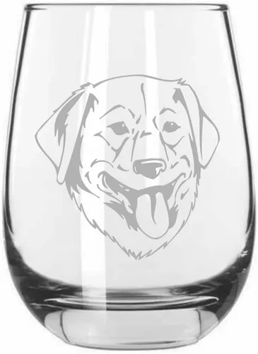 Miniatura 64 de Sakhalin Husky Dog - Copa de vino grabada personalizada de 15.25 onzas sin tallo