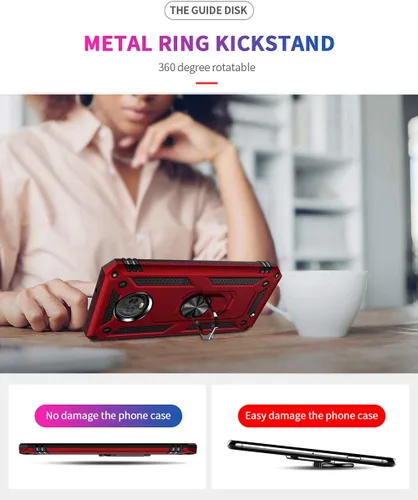 Miniatura 7 de Carcasa de grado militar para Motorola Moto G6, anillo giratorio de metal 360, soporte magnético para montaje en automóvil, protección resistente a