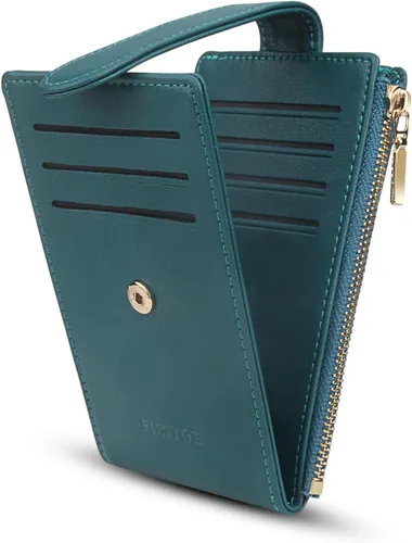 Miniatura 9 de FUNTOR - Carteras pequeñas para mujer, soporte delgado y plegable para tarjetas de crédito con bolsillo para monedas con cremallera, A: Negro