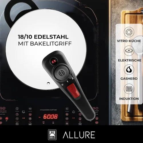 Miniatura 3 de BRA Allure - Olla a presión rápida de 6 litros de acero inoxidable, apta para todas las cocinas, incluyendo inducción [exclusiva de Amazon]