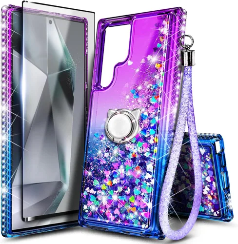 Miniatura 79 de NGB Diseñada para funda Samsung Galaxy Note 10+ (Plus), Rosa/Aguamarina Funda con Purpurina Líquida Brillante Linda para Mujeres Niñas Niños