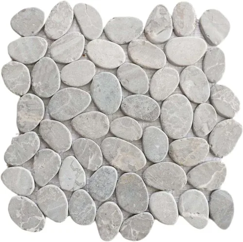 Miniatura 2 de Mosaico de guijarros en rodajas de color gris ahumado, azulejos para paredes de cocina, suelos de ducha y baño, y áreas al aire libre