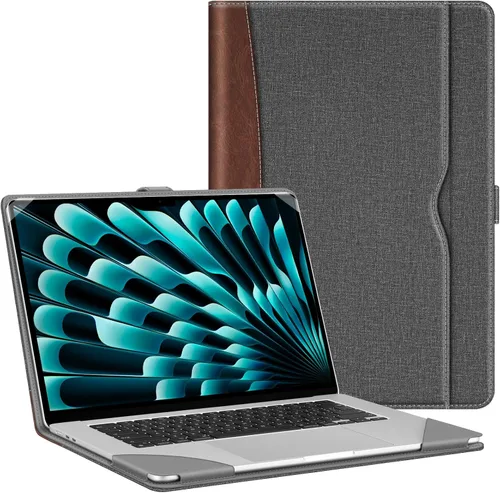 Fintie Funda para MacBook Air de 15 pulgadas A3448 A3241 A3114 A2941 (versión 2023 2024 2025 2026), funda de piel sintética prémium para MacBook Air
