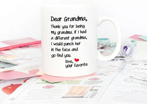 Miniatura 4 de 5Aup Taza de Café Divertida de la Abuela para el Día de la Madre, Regalos de Navidad del Nieto y la Nieta, Querida Abuela, Gracias por Ser... Ama