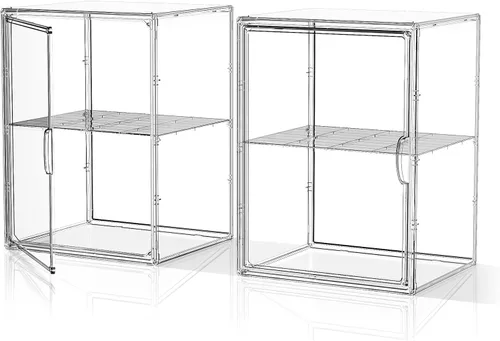 Miniatura 9 de Estuche de acrílico transparente, contenedores de almacenamiento de plástico apilables con tapas, caja de exhibición grande con tapa magnética