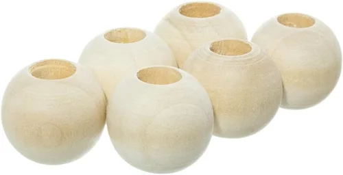 Paracord Planet Cuentas de madera de 1 pulgada con un agujero de 3/8 pulgadas, acabado natural liso, disponibles en paquetes de 50 y 100