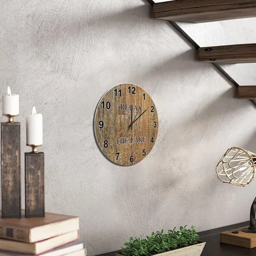Miniatura 6 de UFunhome Reloj de pared de granja Lake Relax You're at The Lake Silent Non-Ticking Vintage Country reloj de grano de madera a pilas para el hogar