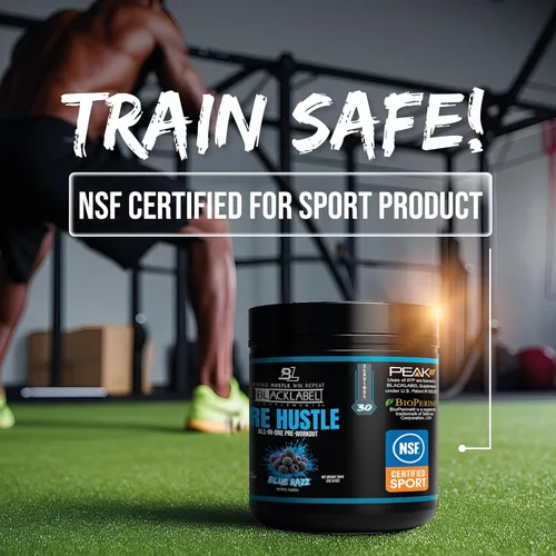 Miniatura 7 de BLACKLABEL Supplements PRE Hustle V3 Polvo de preentrenamiento – Certificado NSF para deporte – Energía, fuerza y resistencia – Blue Razz