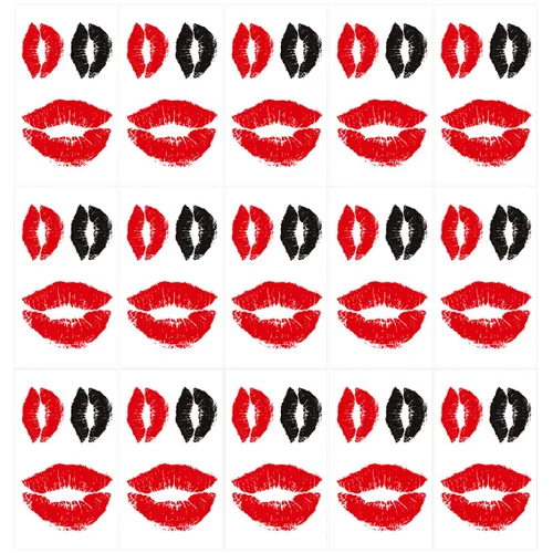 Miniatura 2 de Tatuaje temporal de labios de San Valentín, calcomanías de tatuaje con estampado de labios, rojo y negro, impermeables, tatuajes falsos para adultos