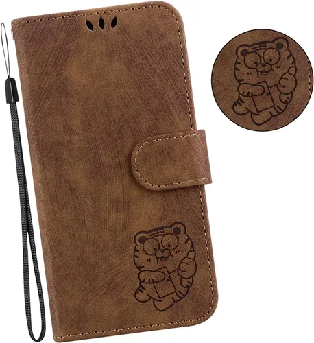 Miniatura 3 de Designed for Redmi k40 Phone Case Wallet,PU Leather Flip Folio Cover with Credit Card Holders Little Cute Tiger Embossed Kickstand Wrist Strap Purse