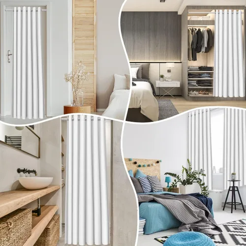 Miniatura 5 de Cortina opaca bohemia floral para dormitorio, cortina bohemia para puerta, 34 pulgadas de ancho x 80 pulgadas de largo, cortina de jardín de plantas