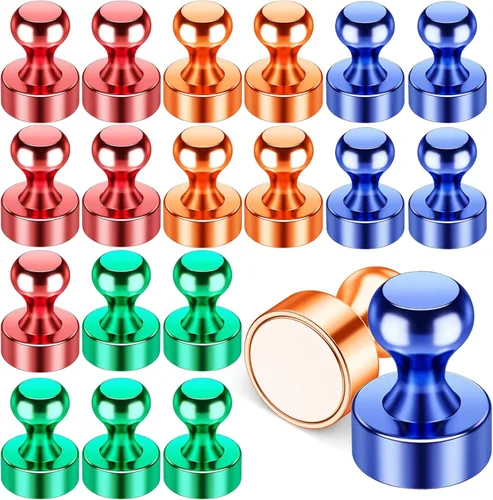Miniatura 36 de 24 imanes de nevera, imanes para refrigerador, pequeños imanes fuertes, imanes de pizarra blanca para refrigerador, pasadores magnéticos para Negro