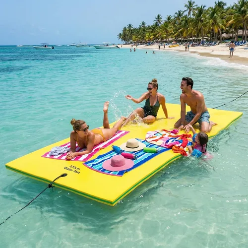 Miniatura 15 de Outroad - Tapete flotante para agua, 3 capas de espuma XPE de 9/12/18 pies, almohadilla de lirio para playa, océano, lago, isla flotante enrollable