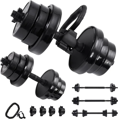 Nice C Pesas, Juego de Mancuernas, Pesas Rusas, Mancuernas Ajustables, Juego de Pesas de Barra, 20-40-50-70LB juego 3 en 1, Antideslizante, Multiuso