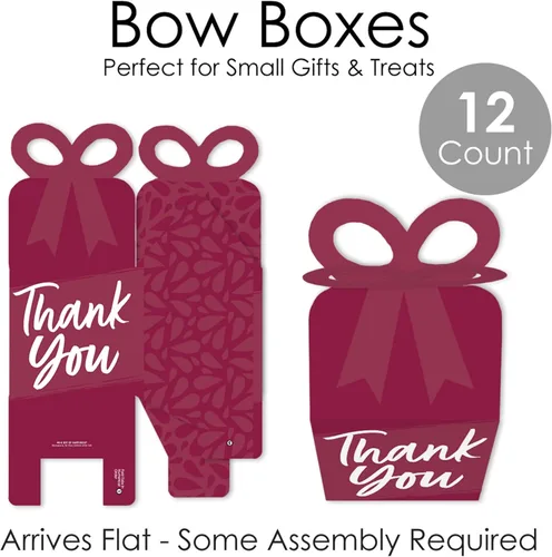 Miniatura 5 de Big Dot of Happiness Cajas de regalo cuadradas de color burdeos, elegantes y sencillas, cajas de lazo para fiestas de invitados, juego de 12 Borgoña