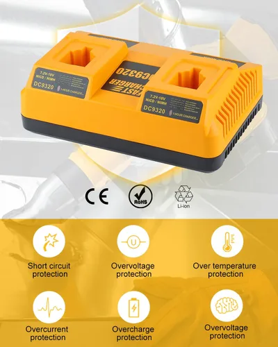 Miniatura 6 de Paquete de 2 baterías de repuesto de 4.5 Ah 18V para Dewalt DC9096 DC9099 DC9098 DW9095 DW9096 y cargador dual DC9320 compatible con cargador