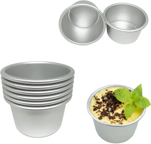 6 moldes de aluminio para pudín de 3.4 x 2.0 pulgadas, reutilizables, antiadherentes, grandes moldes individuales para magdalenas para tartas, tarta