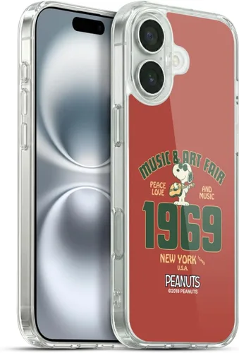 Miniatura 196 de Head Case Designs Funda de gel Woodstock 50th con licencia oficial de Peanuts Snoopy Guitar 1969 [protección de grado militar] compatible con Apple
