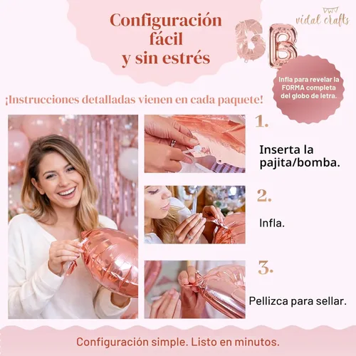 Miniatura 7 de VIDAL CRAFTS Juego de 62 piezas de decoraciones de oro rosa para despedida de soltera – Decoración para despedida de soltera con globos de confeti
