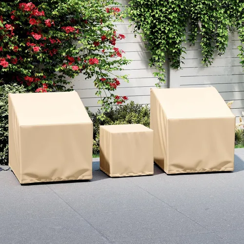 Miniatura 2 de Tangkula Juego de 3 fundas para muebles de patio, fundas impermeables para conversación al aire libre para 3 piezas, juego de funda de sofá