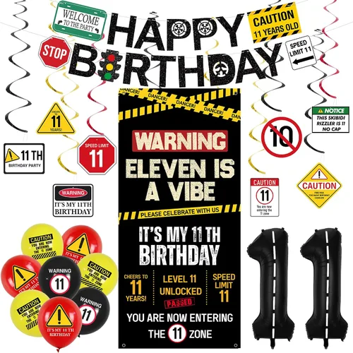 Miniatura 17 de Roetyce Decoraciones de cumpleaños número 10 para niños y niñas, pancarta negra de un dígito con la frase "I'm 10", globos colgantes en espirales