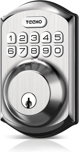 TEEHO TE001 Cerradura de puerta de entrada sin llave con teclado, cerradura inteligente para puerta delantera con 2 llaves, bloqueo automático,