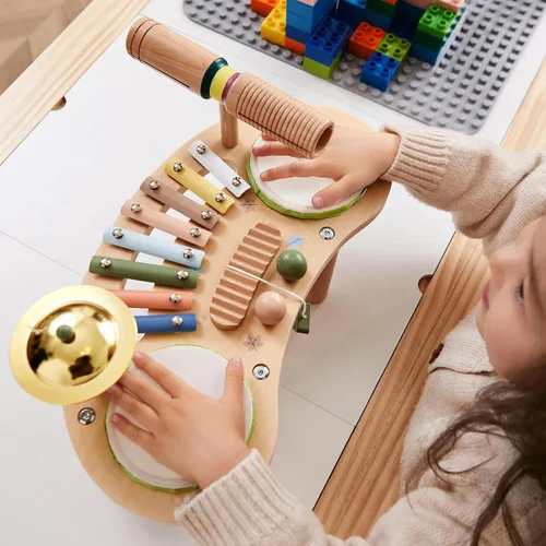 Miniatura 2 de Asweets Juego de batería 7 en 1 para niños pequeños, xilófono de madera, kit de instrumentos musicales, juego para niños pequeños, juego de batería