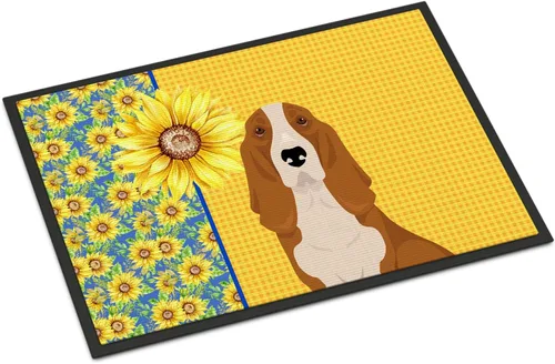 Miniatura 134 de Caroline's Treasures WDK5313MAT Airedale Terrier - Tapete para puerta delantera de 18 x 27 pulgadas, diseño de girasoles de verano, para entrada