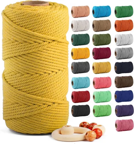 Miniatura 54 de Cuerda de algodón para macramé de 5 mm x 109 yardas, ZUEXT 100% natural hecha a mano, cuerda de algodón trenzada de 4 hebras para colgar plantas