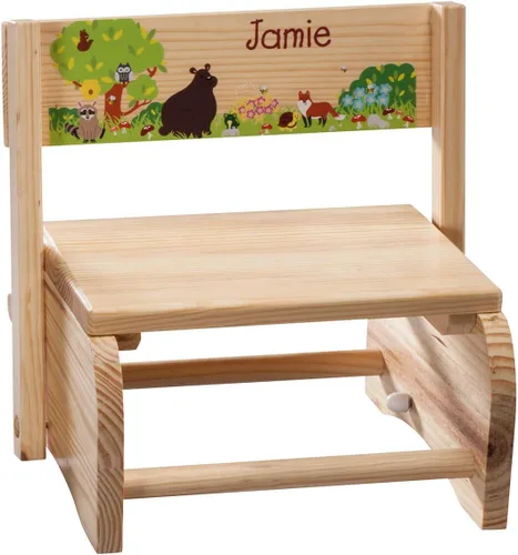 Miniatura 6 de Banqueta infantil personalizada 2 en 1 y silla, personalizada con el nombre del niño, diseño de dinosaurio