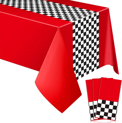 Miniatura 17 de Irenare 3 manteles para fiesta de cumpleaños de coche, decoraciones para fiesta de carreras, mantel de carretera, cubierta de mesa para pista