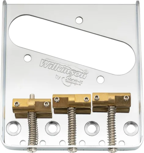 Wilkinson WTB - Juego de puente de guitarra Telecaster con 3 sillínes compensados de latón para piezas de repuesto de guitarra eléctrica estilo Cromo