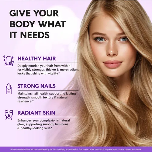 Miniatura 3 de Biotina 10000mcg con silicio – Suplemento de biotina de grado farmacéutico para mujeres – Apoyo al crecimiento del cabello, piel y uñas – Máxima