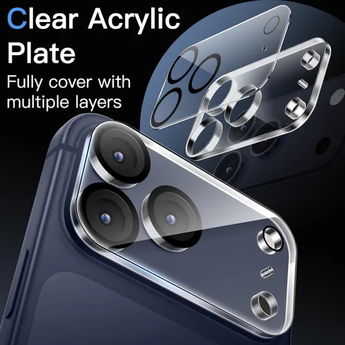 Miniatura 3 de JETech Protector de lente de cámara para iPhone 17 Pro Max de 6.9 pulgadas, vidrio templado 9H, antiarañazos, compatible con fundas, no afecta