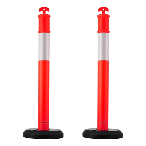 Miniatura 9 de VEVOR Paquete de 2 postes delineadores de tráfico, conos de seguridad de tráfico de 48 pulgadas con base rellenable y tiras reflectantes, postes