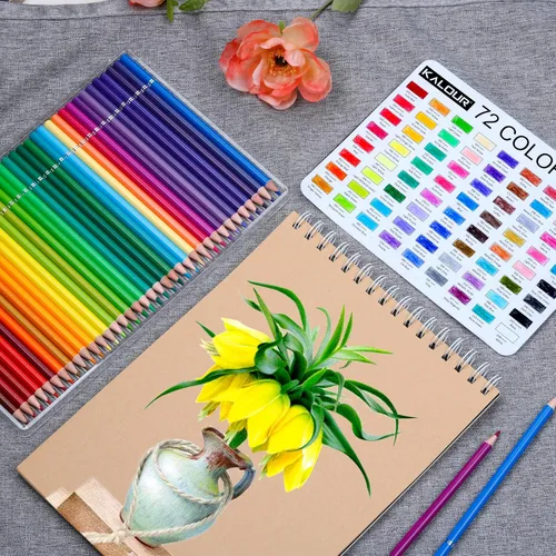 Miniatura 2 de KALOUR - 72 lápices de colores para libros de colorear para adultos, núcleo suave, ideal para dibujo, mezcla y sombreado, juego de lápices