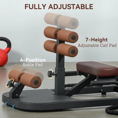 Miniatura 5 de Soozier - Máquina plegable de sentadillas sissy, máquina de empuje de cadera con soporte para flexiones y ruedas, equipo multiusos de entrenamiento
