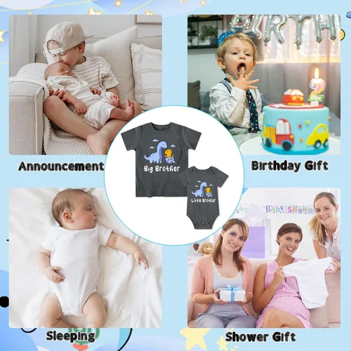 Miniatura 6 de Funnycokid Conjunto de camisetas a juego para hermano mayor, hermano pequeño, ropa de regalo para bebé