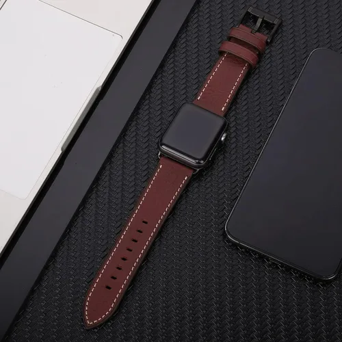 Miniatura 4 de HUAFIY Compatible para Correas de Apple Watch 42mm 44mm 45mm 46mm 49mm 38mm 40mm 41mm, Correa de Cuero Genuino para iWatch Serie 11/10/9/8, 7, 6, 5