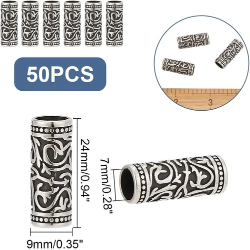 Miniatura 4 de UNICRAFTALE Acerca de 6 cuentas de tubo de columna de acero inoxidable 304, cuentas espaciadoras de agujeros grandes, cuentas sueltas de metal