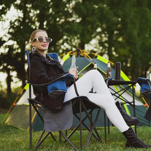 Miniatura 8 de SUNNYFEEL Silla de campamento de gran tamaño para adultos grandes y altos, silla de campamento plegable resistente que soporta 500 libras, silla